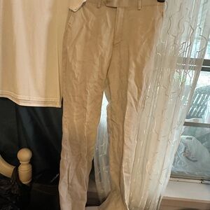 Ralph Lauren Cream Cotton Flat Front Trousers